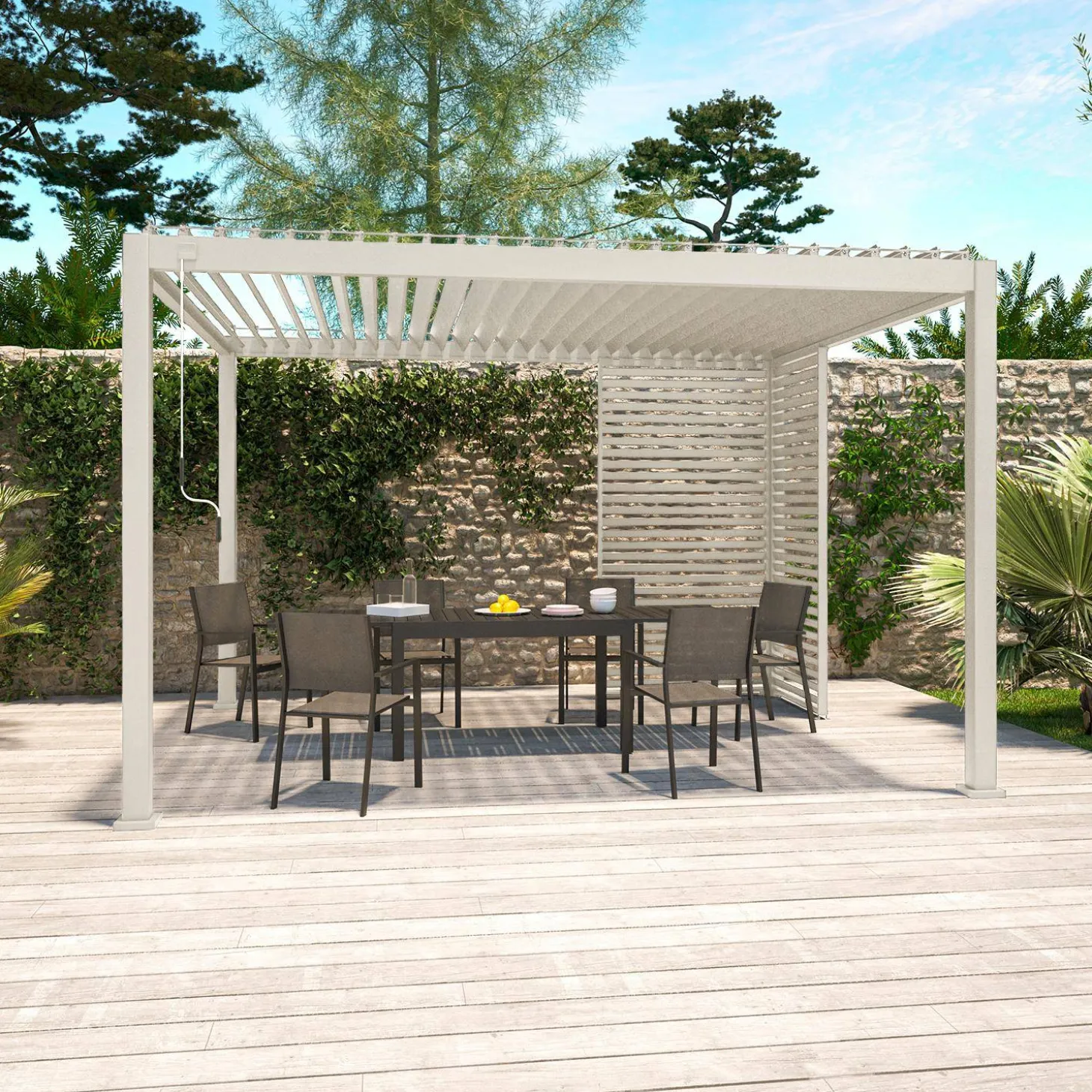 Lamellenwand 130cm für Pergola Triomphe 3x4m