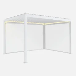 LED Pergola mit motorisiertem Lamellendach Triomphe 3x4m + Markise 3m + Markise 4m