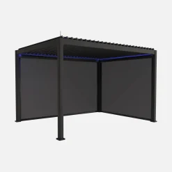 LED Pergola mit motorisiertem Lamellendach Triomphe 3x4m + Markise 3m + Markise 4m