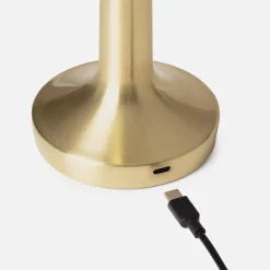 LED Tischlampe für drinnen goldfarbenes Metall Ø9cm