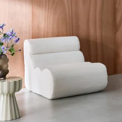 Modularer Lounge-Sessel mit strukturiertem Bouclé-Bezug