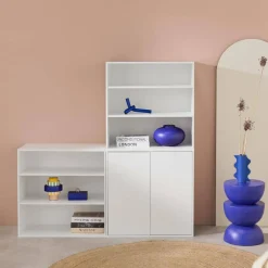Modulares Regal Holzdekor 3 Elemente - 2 Türen 6 offene Fächer
