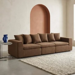 Modulares 3-Sitzer Sofa mit Chenille-Bezug