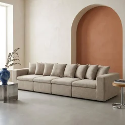 Modulares 4-Sitzer Sofa mit Chenille-Bezug
