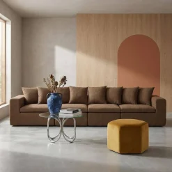 Modulares 4-Sitzer Sofa mit Chenille-Bezug