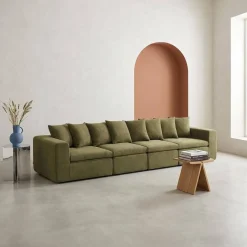 Modulares 4-Sitzer Sofa mit Chenille-Bezug