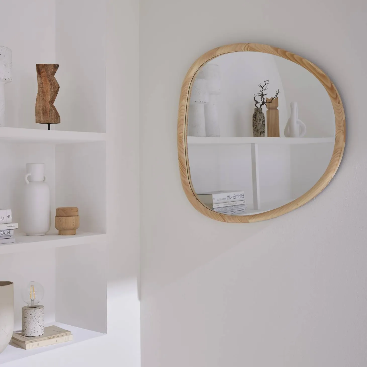 Organischer Spiegel aus Tannenholz 75 cm