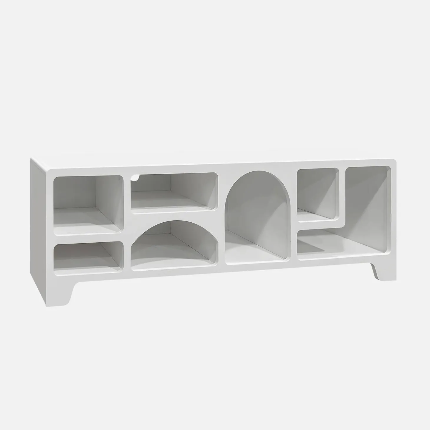 Organisches TV-Möbel mit Holzeffekt weiß 160cm