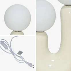 Organische Tischlampe Keramik und Glas H 31cm