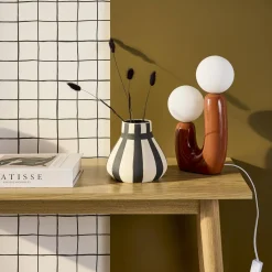 Organische Tischlampe Keramik und Glas H 31cm