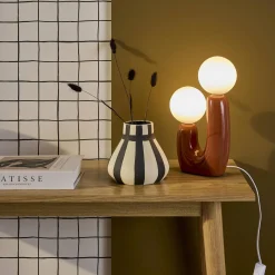 Organische Tischlampe Keramik und Glas H 31cm