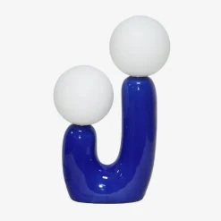 Organische Tischlampe Keramik und Glas H 31cm