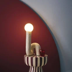 Organische Tischlampe lackierter Keramiksockel H 45cm