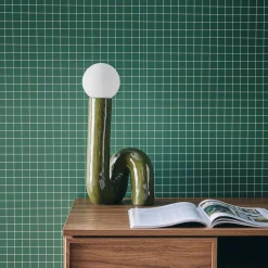 Organische Tischlampe lackierter Keramiksockel H 45cm