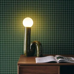 Organische Tischlampe lackierter Keramiksockel H 45cm