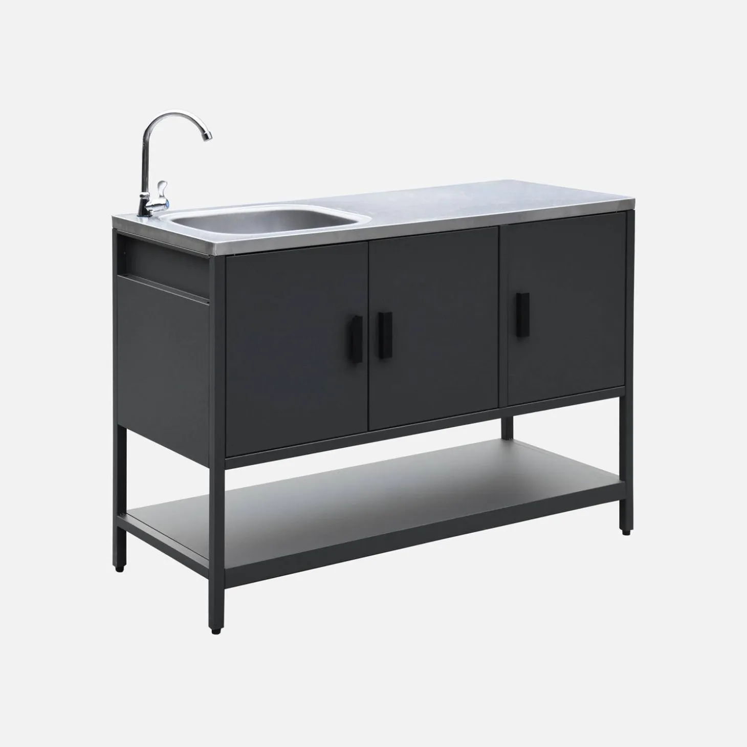 Outdoor-Küche aus Stahl mit Spüle L120 cm