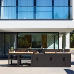 Outdoor-Küche 5 Module Stahl und Holzdekor