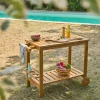 Outdoor-Küchenwagen 95 cm aus Tannenholz mit Rädern und Griff