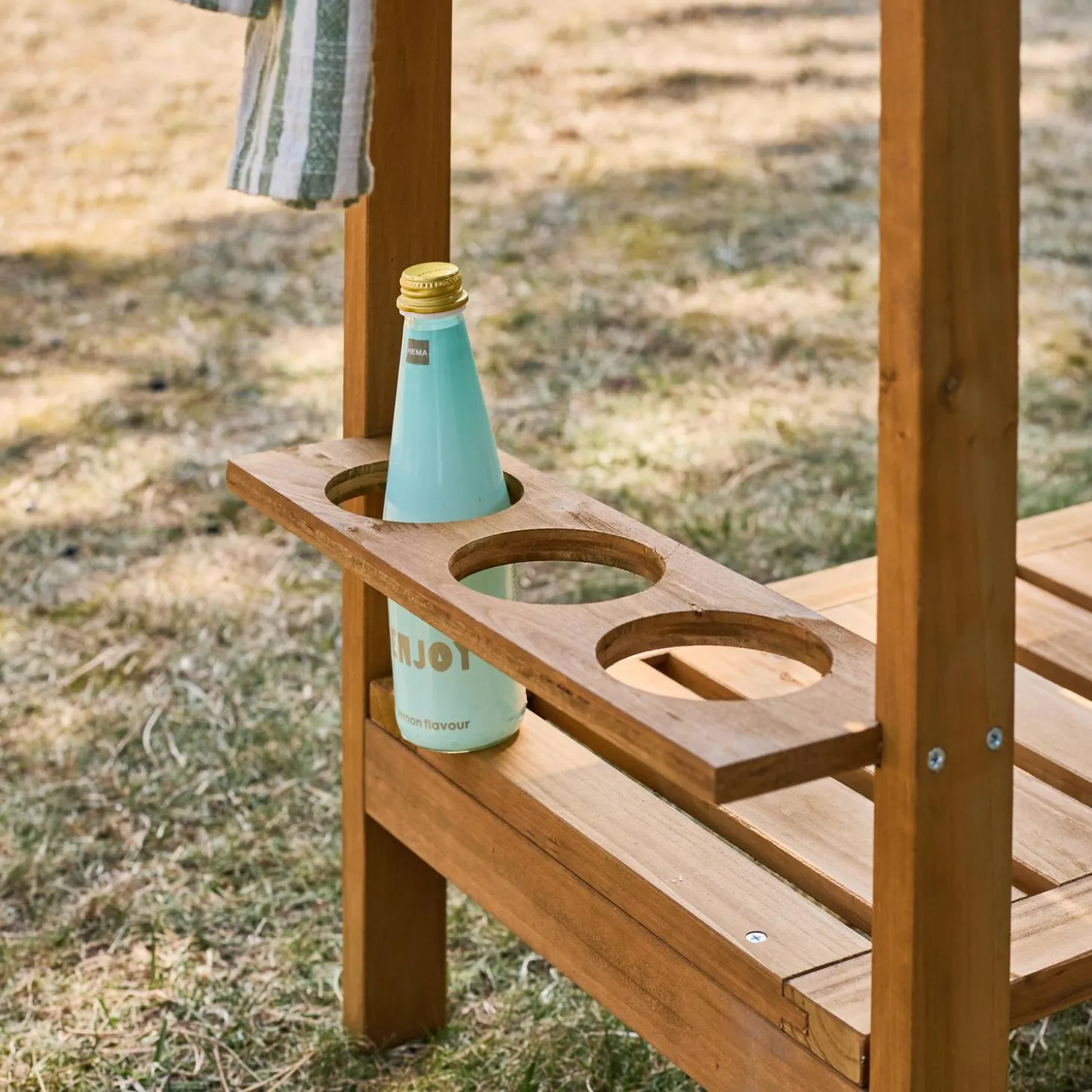 Outdoor-Küchenwagen 95 cm aus Tannenholz mit Rädern und Griff