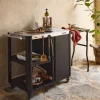 Outdoor-Servierwagen, Anrichte aus Edelstahl 94,5 cm mit klappbarer Ablage