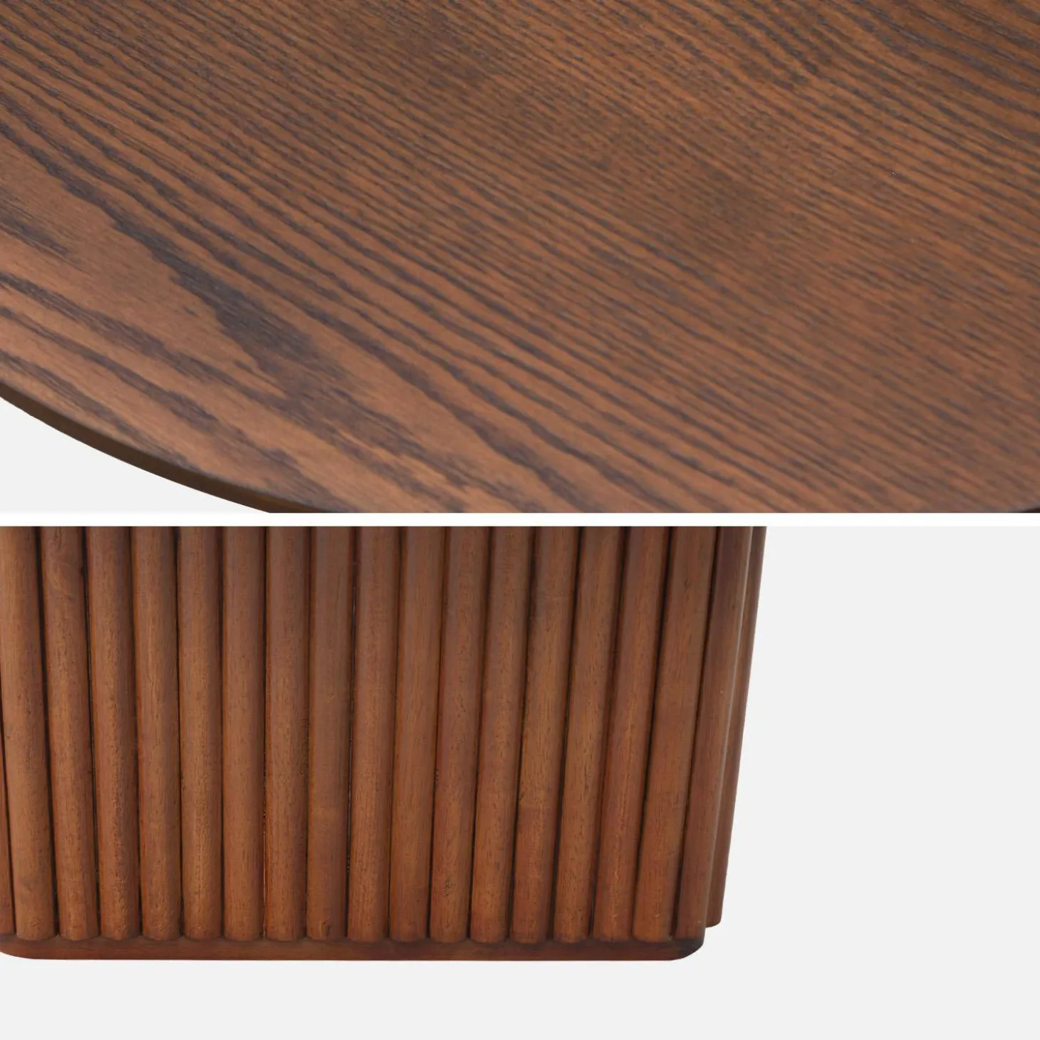Ovaler Couchtisch Heveaholz und Eichenfurnier
