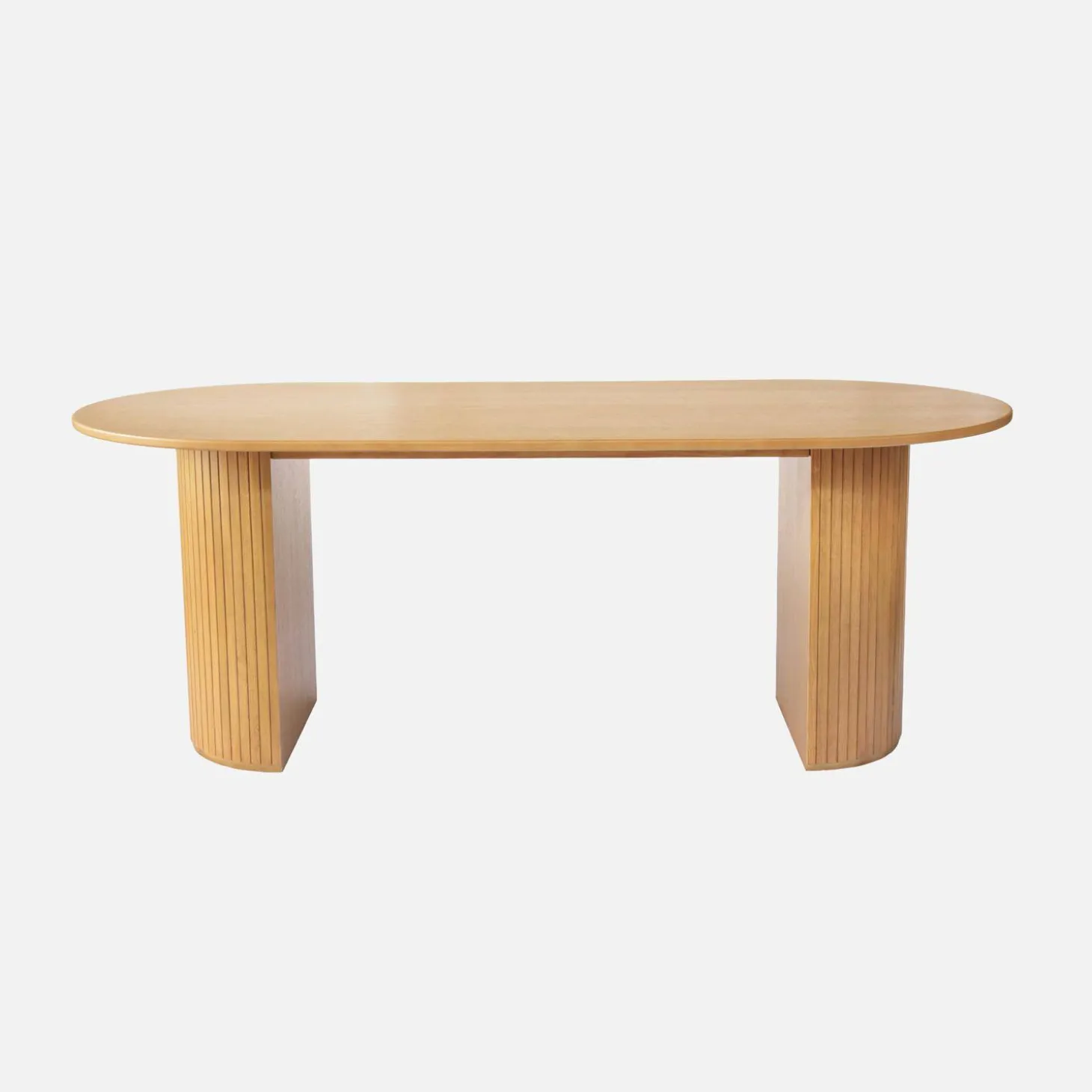 Ovaler Esstisch 200 cm Heveaholz und Eichenfurnier für 6-8 Personen