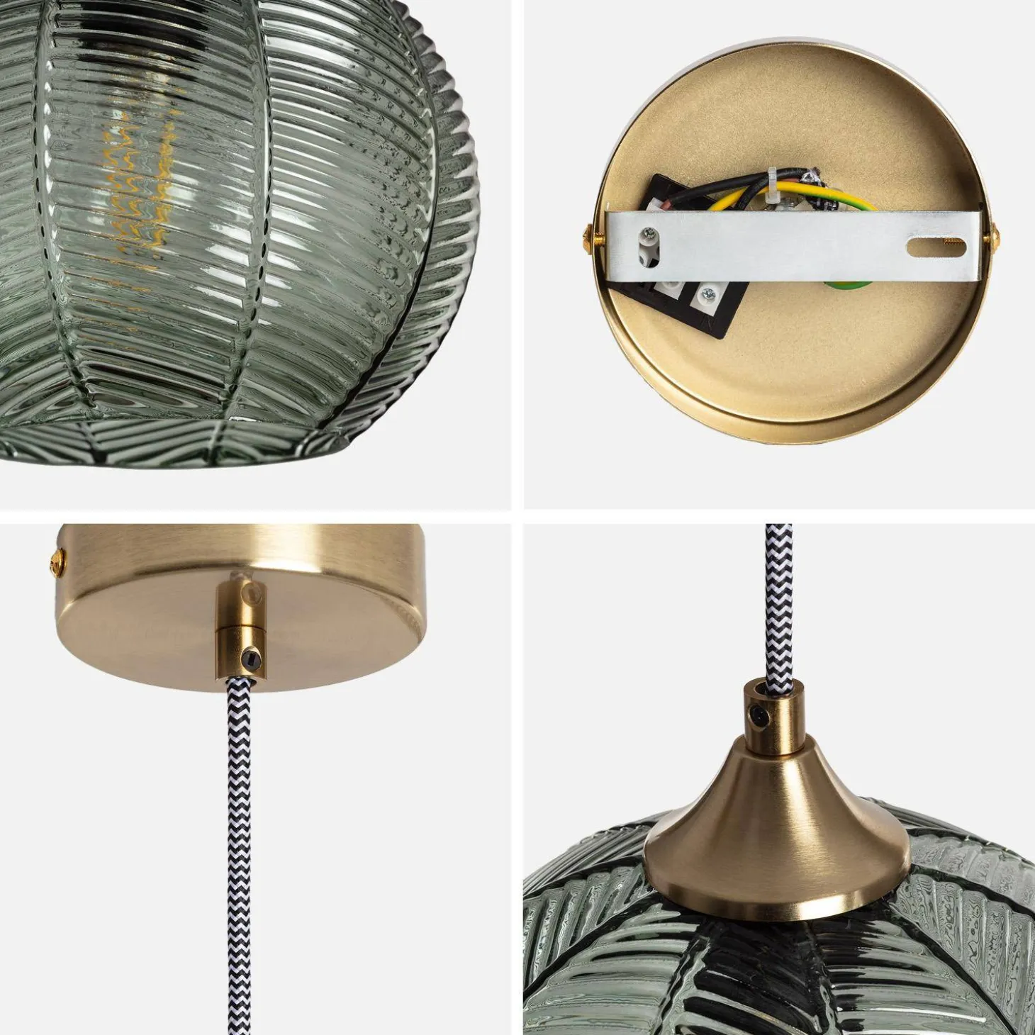 Pendelleuchte aus Metall und Glas Ø 20 cm
