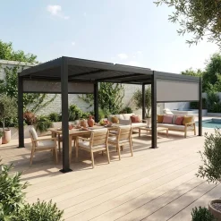 Pergola mit Lamellendach Palace 3x6m + 2 Markisen 3m