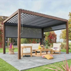 Pergola mit Lamellendach Triomphe 3x4m + Markise 3m + Markise 4m