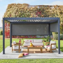 Pergola mit Lamellendach Triomphe 3x4m + Markise 3m + Markise 4m