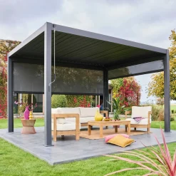 Pergola mit Lamellendach Triomphe 3x4m + Markise 3m + Markise 4m