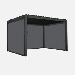 Pergola mit Lamellendach Triomphe 3x4m + 2 Markisen 3m + 1 Markise 4m