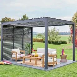 Pergola mit Lamellendach Triomphe 3x4m mit 3 Lamellenwänden 100cm
