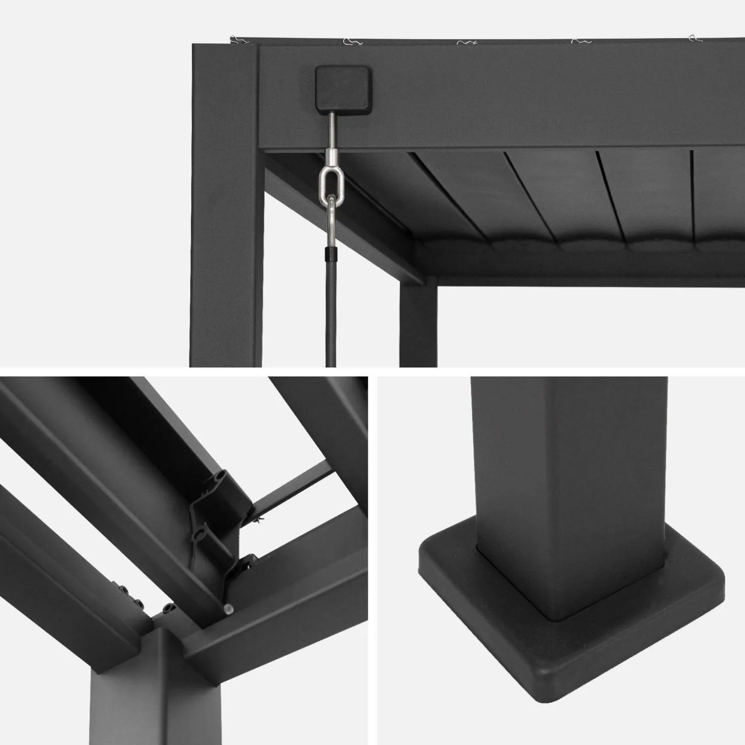 Pergola mit Lamellendach Triomphe 3x4m + verstellbare senkrechte Lamellenwand 4m