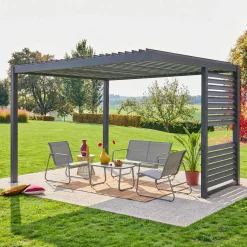 Pergola mit Lamellendach und integrierter Lamellenwand Palace Deluxe 3,5x3,5m
