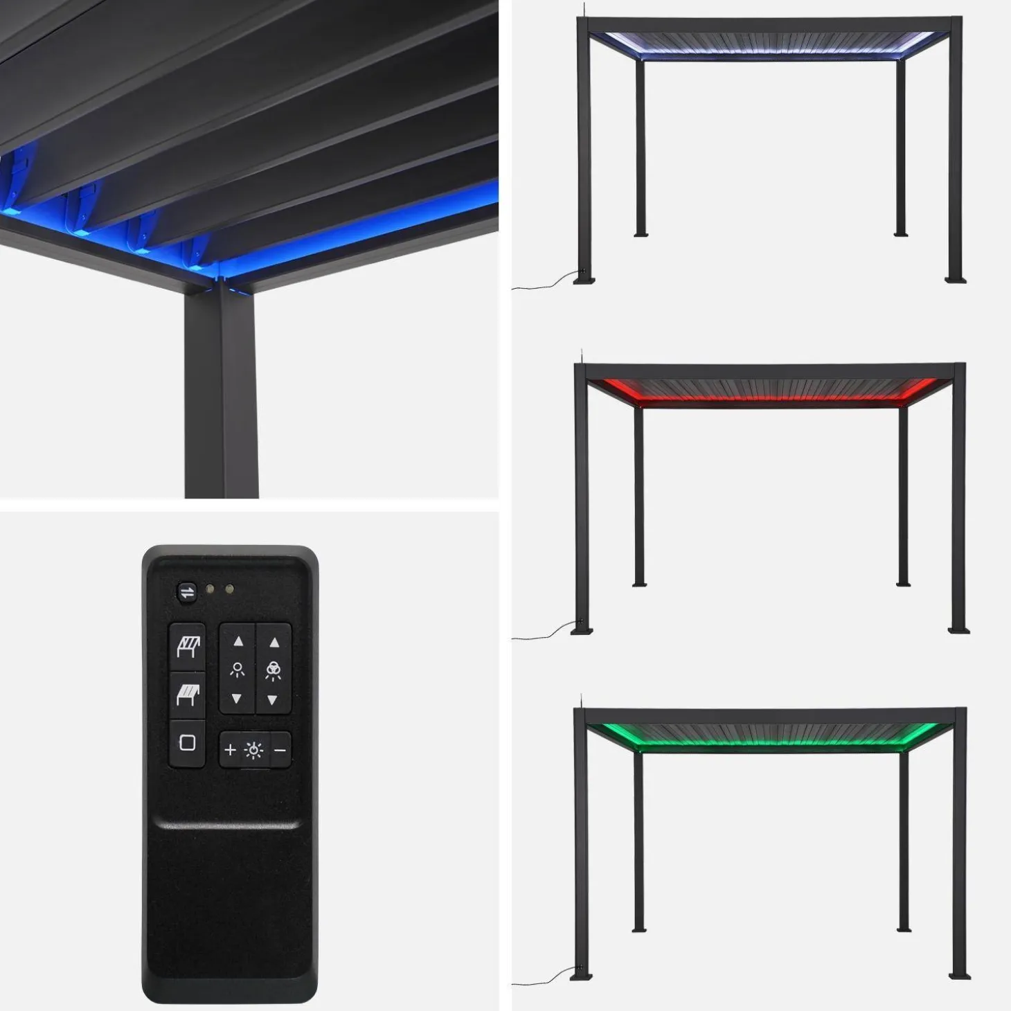 Pergola mit motorisiertem Lamellendach und LED-Beleuchtung Triomphe 3x4m