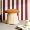 Pilz-Kinderhocker mit Stauraum, Teddy- und Samtbezug