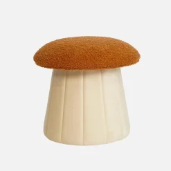 Pilz-Kinderhocker mit Stauraum, Teddy- und Samtbezug