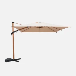 Rechteckiger Ampelschirm 3x4 m Mast mit Holz-Optik