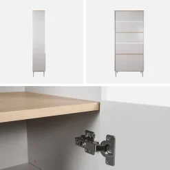Regal, Bücherregal Metall und Holzdekor mit 6 Ebenen B 80 cm