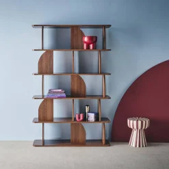 Regal, exotische Bibliothek Holzdekor 5 Fächer