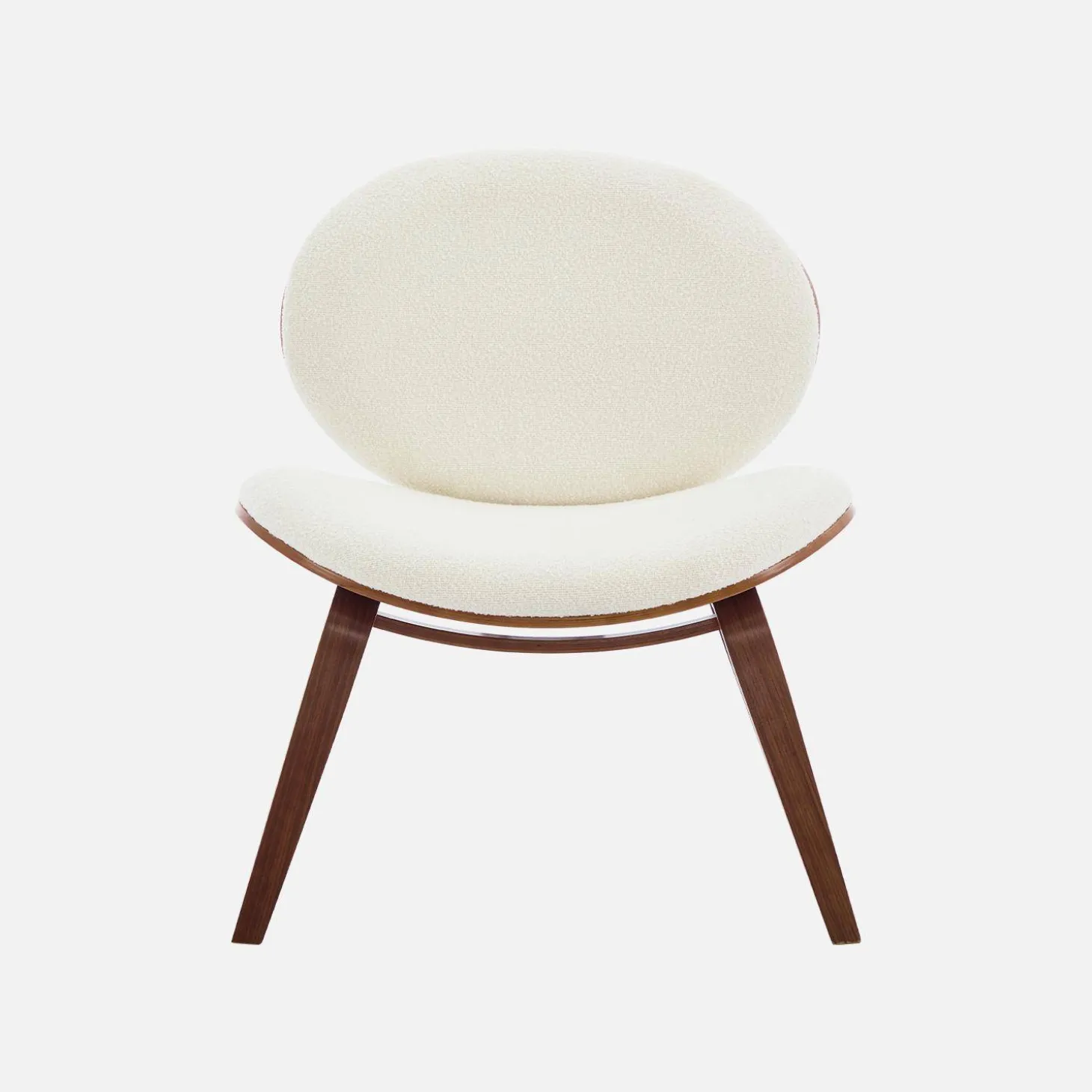 Relaxsessel mit gebogenem Holz und strukturiertem Bouclé-Bezug