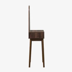 Schminktisch Holzoptik, abgerundeter Spiegel, 1 Schublade, 60 cm