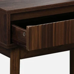 Schminktisch Holzoptik, abgerundeter Spiegel, 1 Schublade, 60 cm