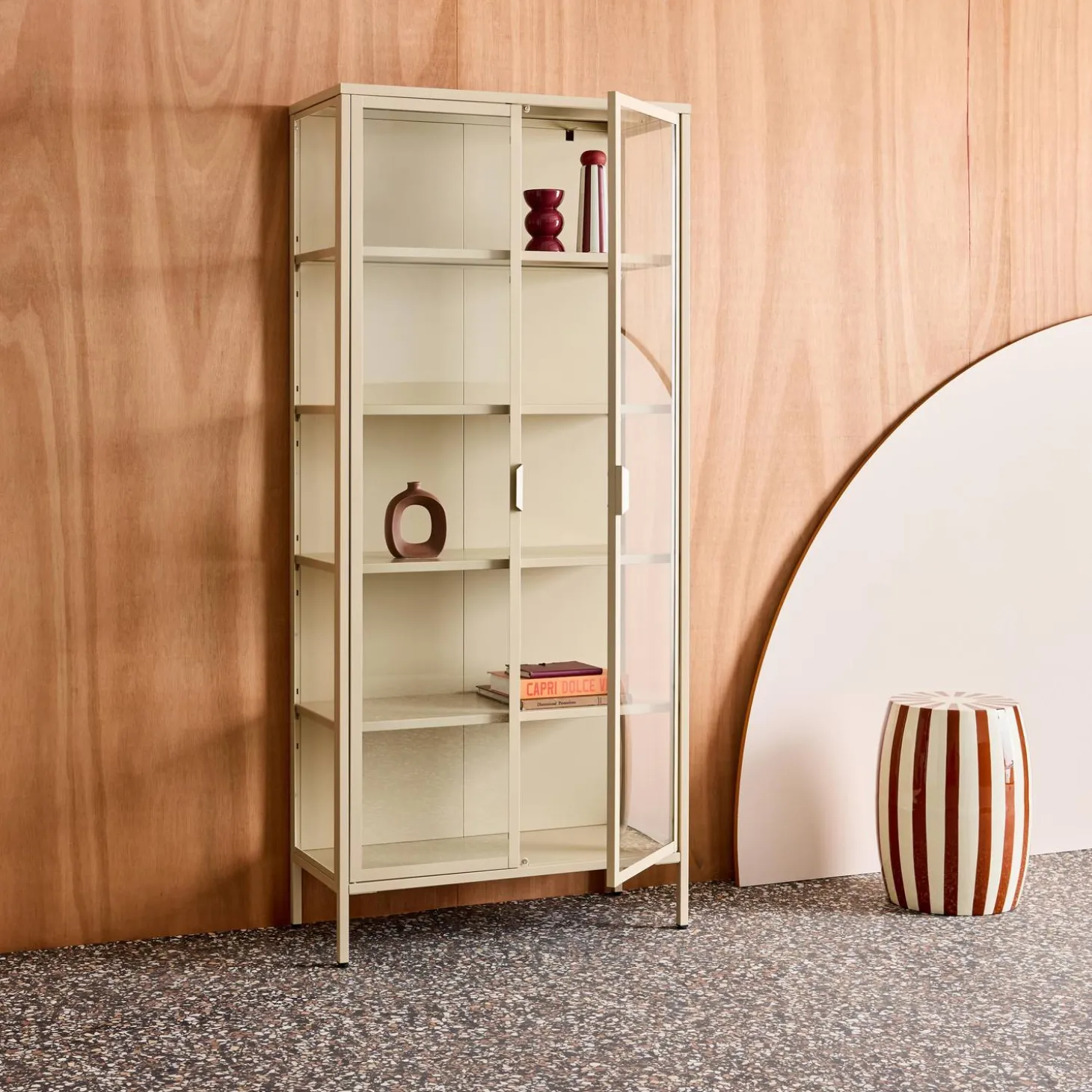 Schrank aus Stahl und gehärtetem Glas, 2 Türen, 180 cm