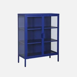 Schrank aus Stahl und gehärtetem Glas, 2 Türen, 80 cm