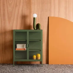 Schrank aus Stahl und gehärtetem Glas, 2 Türen, 80 cm