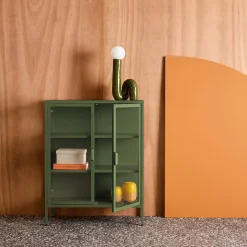 Schrank aus Stahl und gehärtetem Glas, 2 Türen, 80 cm