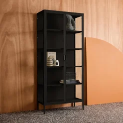 Schrank aus Stahl und gehärtetem Glas, 2 Türen, 180 cm