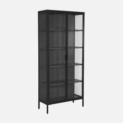 Schrank aus Stahl und gehärtetem Glas, 2 Türen, 180 cm